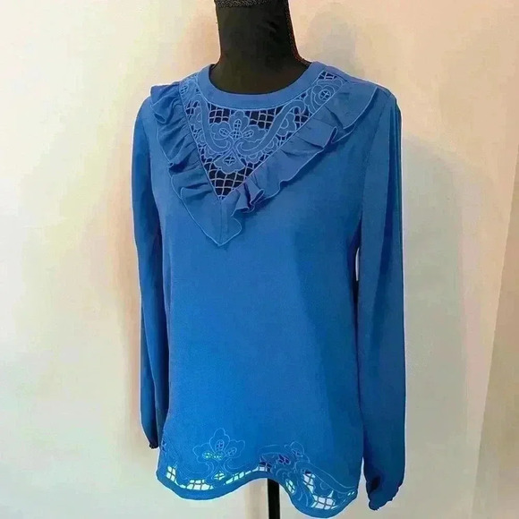 Halogen Tops - Halogen Long Sleeve Blouse in Blue Women’s  XS